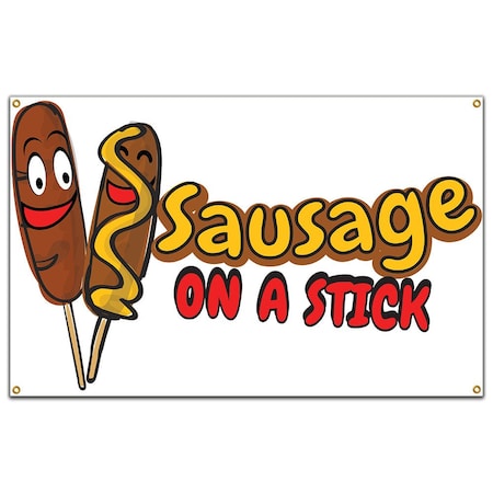 Signmission Sausage On A Stick Banner Concession Stand Food Truck Single Sided B-Sausage On A Stick19